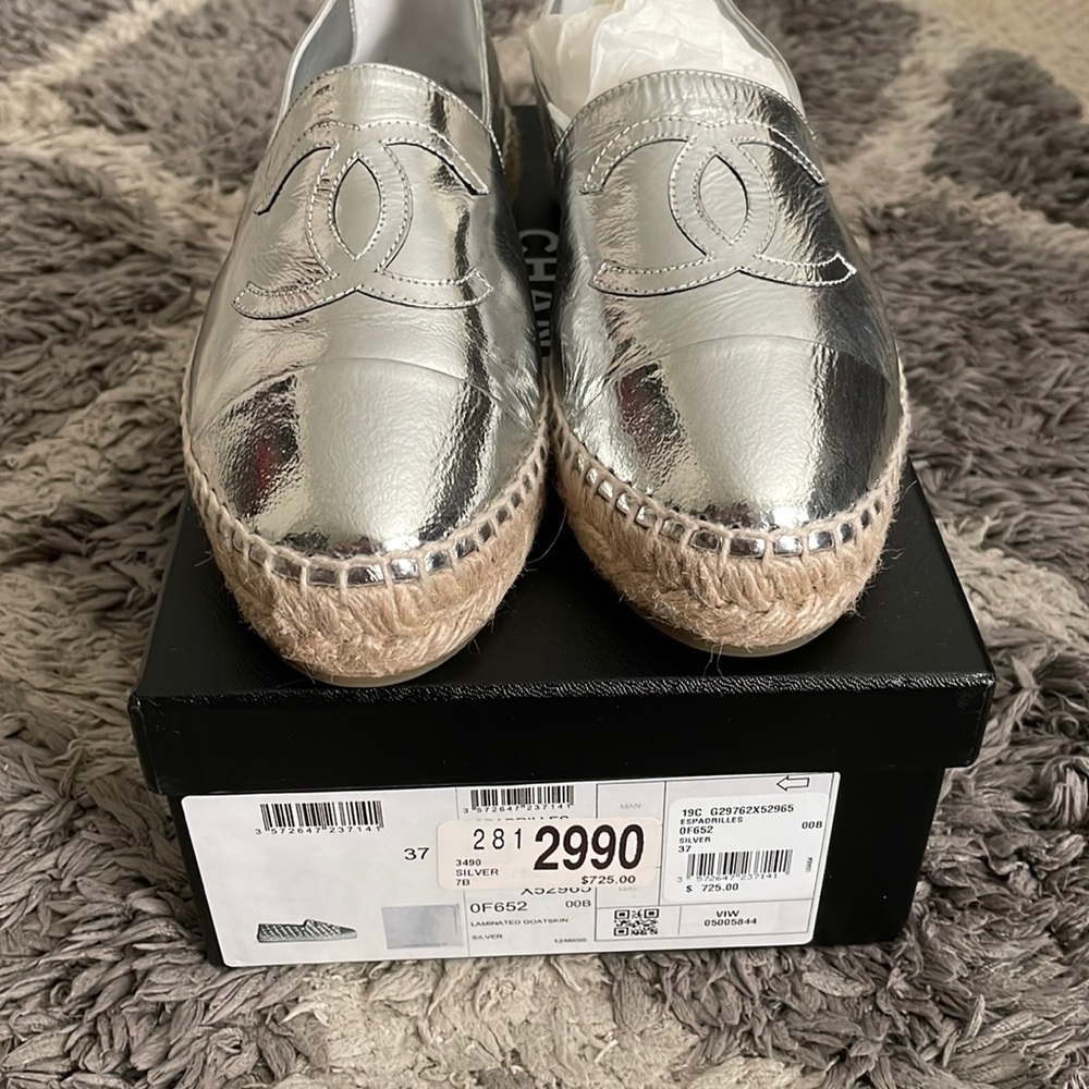 Silver Chanel Espadrilles- Mint Condition